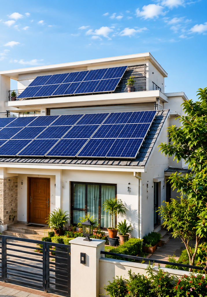 Home with PM Surya Ghar rooftop solar installation